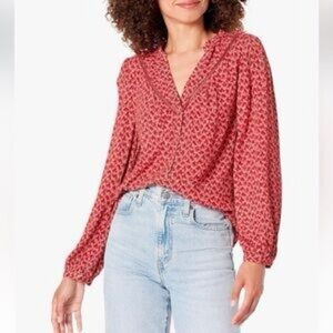 PAIGE Doris Three Quarter Button Front V-Neckline in Papaya Size XXS